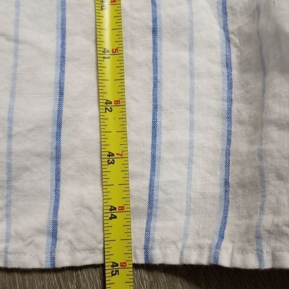 J.Jill Linen Maxi Dress Tiered Steipe White/Blue Size Medium Petite - Picture 10 of 11
